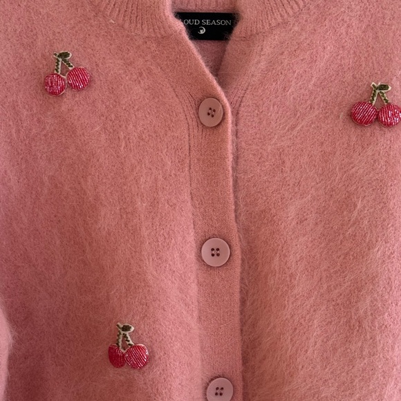 Pink Cherry Embroidered Cardigan - Picture 2 of 4
